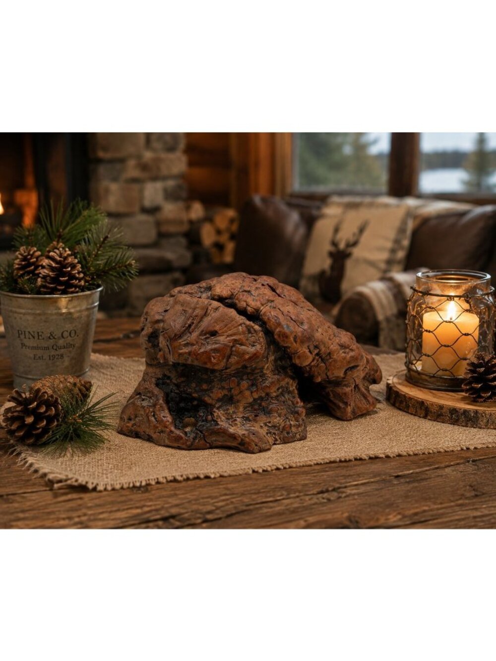 Natural Wood Burl Sculpture Tabletop Display Rustic Decor Accent Piece 6" Tall X